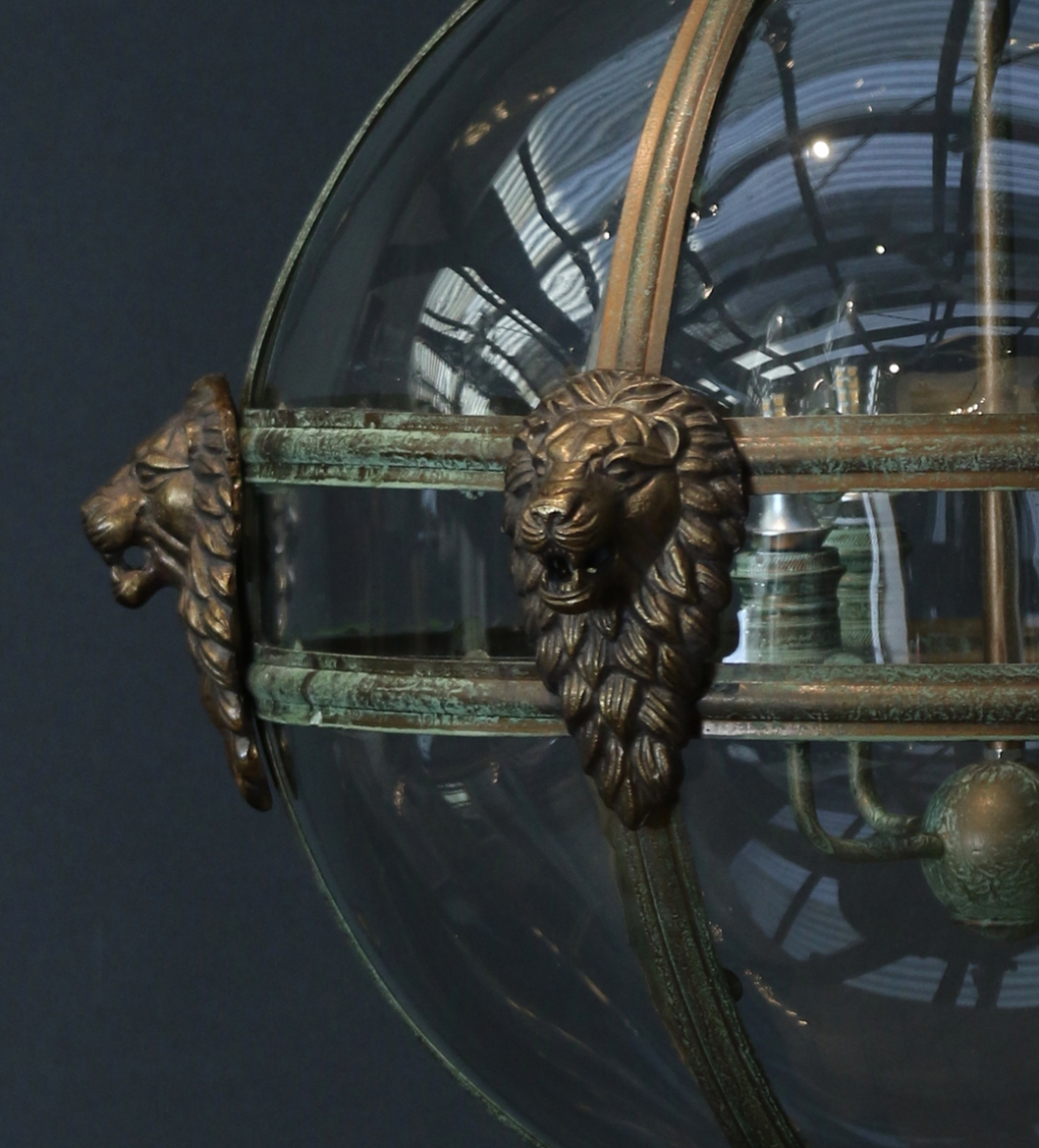 Globe Lion Lantern // Verdigris 